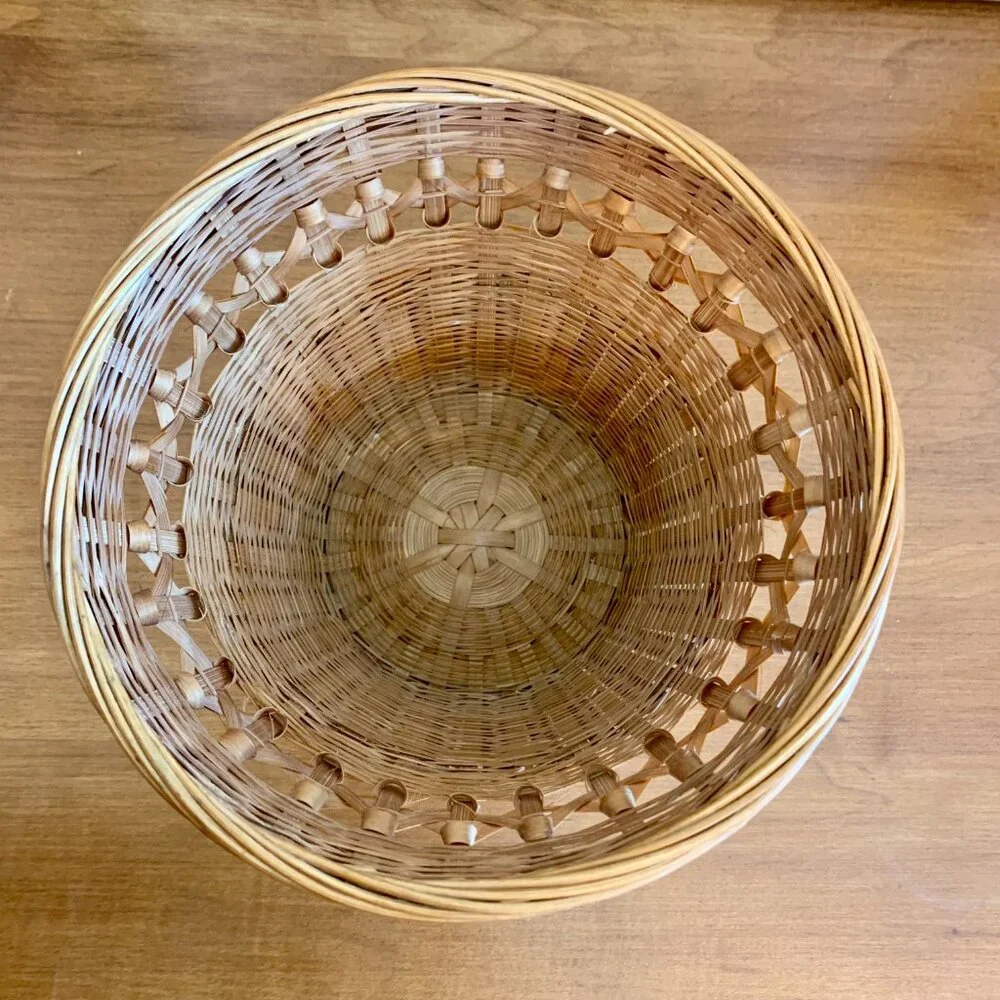 Vintage Boho Woven Rattan Hand Crafted Plant Holder Basket